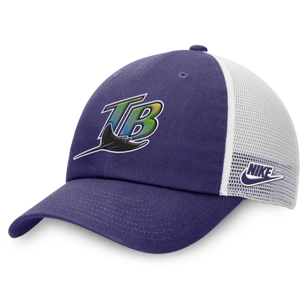 NEW Nike Tampa Bay Rays Rise Adjustable Trucker Hat Purple White MLB Cap M/L MLB